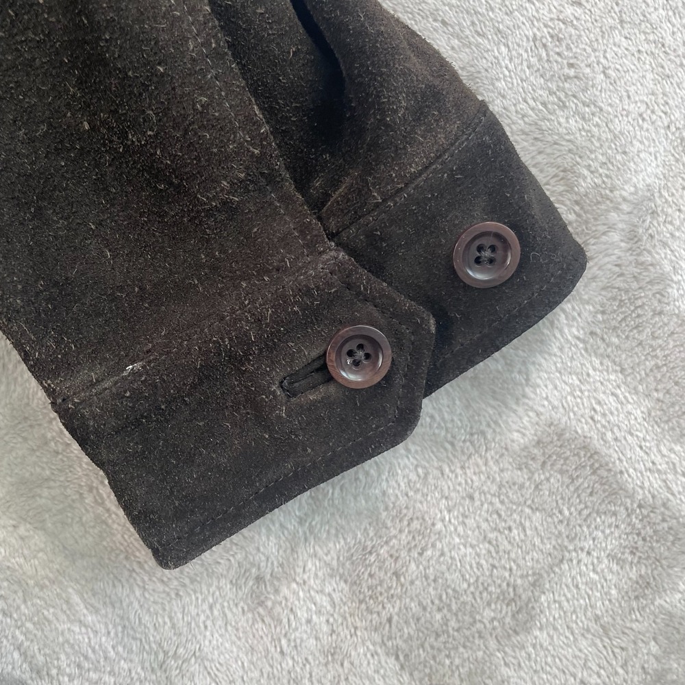 Vintage Banana Republic Bomber Jacket Men XL Chocolate Brown Suede Leather Lined - Picture 7 of 13